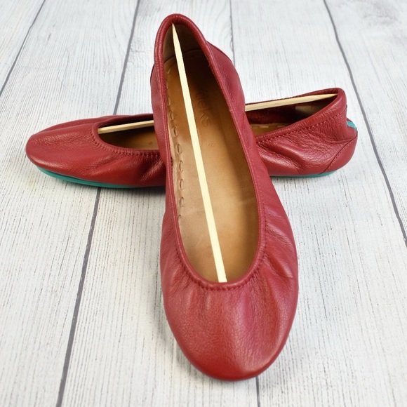 Cardinal Red Tieks Gavriell Italian Full-Grain Nappa Leather Ballet Flats 9 - Picture 1 of 7